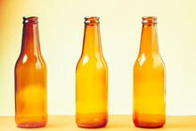 Session Of Empty And Brown Glass Bottles For Advertising Photographs