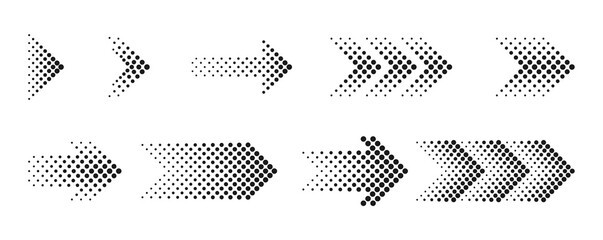 Halftone arrows vector collection.