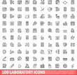 © ylivdesign - 100 laboratory icons set. Outline illustration of 100 laboratory icons vector set isolated on white background