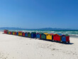 Wooden beach huts on the beach at Muizenberg, South Africa