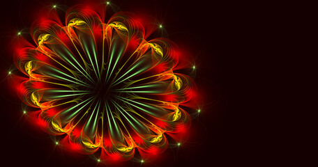Fototapete - Fractal flower. Fractal image as bacground with flower. Creative element for desing