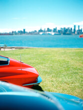 Vancouver Cityscape With Vintage Cars, British Columbia, Canada