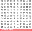 © ylivdesign - 100 print icons set. Outline illustration of 100 print icons vector set isolated on white background