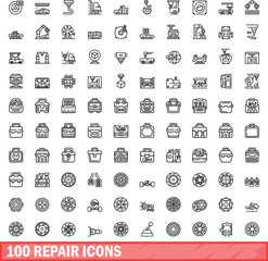Poster - 100 repair icons set. outline illustration of 100 repair icons vector set isolated on white backgrou