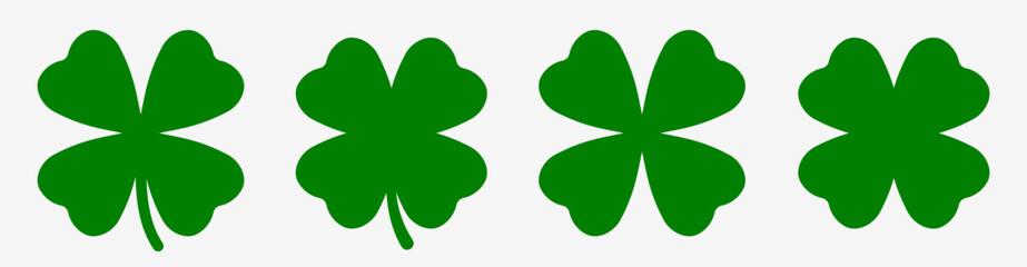 Four leaf clover simple icon set. Clover vector illustration