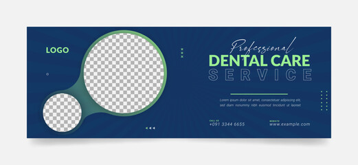 Wall Mural - professional dental care social media cover page, header, timeline, web banner template for business