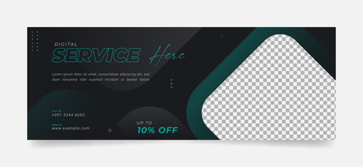 Wall Mural - professional service social media cover, header, timeline, web banner template for business, company. Modern and creative design for medical, healthcare, seminar, education, e learning etc.