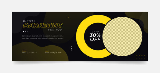 Wall Mural - professional service cover page, header, timeline, web banner template for business, company. Modern and creative design for medical, healthcare, seminar, education, e learning etc. black background