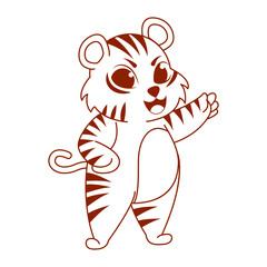 Wall Mural - Isolated tiger draw baby vector illustration