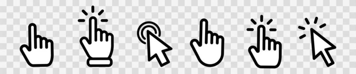Fototapete - Vector hand cursors icons click set