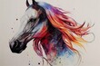 Gorgeous horse with flowing mane. Generated by Ai, is not based on any original image, character or person