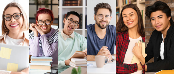 Group of happy students at university