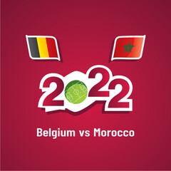 Wall Mural - Belgium vs Morocco with Belgian and Moroccan flags soccer dark red background