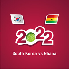 Wall Mural - South Korea vs Ghana with South Korean and Ghanaian flags soccer dark red background