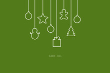 Merry Christmas Lettering In Swedish (God Jul). Card Template. Vector Illustration