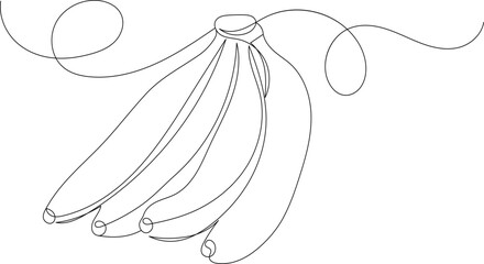 Wall Mural - bananas drawing by one continuous line, vector