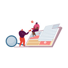 Wall Mural - freelance blog writers creating marketing content on internet. authors using laptops, writing articl