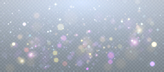 Wall Mural - Glowing bright light effect with lots of shiny particles isolated on transparent background. Vector star cloud with dust.	
