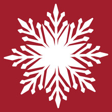 Snowflake Icon On Red Background