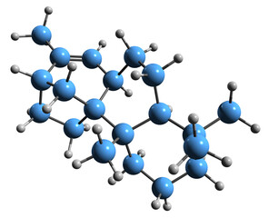 Poster -  3D image of Stemarene skeletal formula - molecular chemical structure of  rice diterpene hydrocarbon isolated on white background