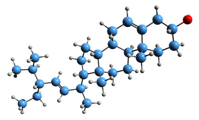 Naklejka na meble  3D image of Stigmasterol skeletal formula - molecular chemical structure of plant sterol isolated on white background
