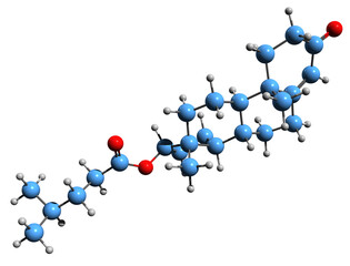 Wall Mural -  3D image of Testosterone isocaproate skeletal formula - molecular chemical structure of androgen and anabolic steroid medication isolated on white background