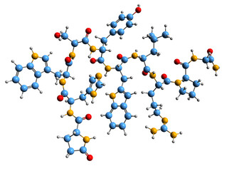 Canvas Print -  3D image of Triptorelin skeletal formula - molecular chemical structure of  decapeptide medication  gonadotropin-releasing hormone agonist isolated on white background