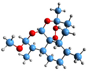 Canvas Print -  3D image of Artemether skeletal formula - molecular chemical structure of antimalarial medication isolated on white background