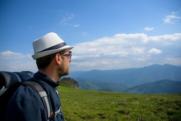 Male hiker exploring scenic Rarau Mountains, Romania