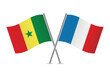 Senegal and France crossed flags. Senegalese and French flags on white background. Vector icon set. Vector illustration.