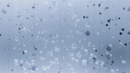 Poster - Molecular 3d balls rotate in liquid. Motion. 3D molecules move in flow in liquid background. Molecules or bubbles in rotating fluid flow