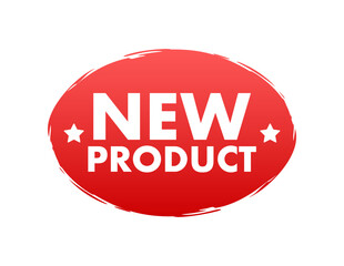 Poster - New product Red Label. Red Web Ribbon. stock illustration.