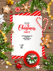 Wall Mural - winter wooden card invitation