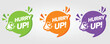 Hurry UP Sign. Green and Orange and Purple. Hurry up Banner On White Background