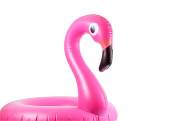 Flamingo isolated. Pink inflatable flamingo for summer beach iso