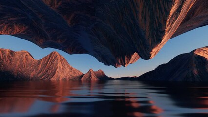 Wall Mural - 3d animation, moving forward the fantastic seascape scenery during a boat trip. spiritual landscape 