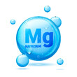 Magnesium supplement b6 vitamin food illustration icon. Mg potassium mineral blue 3d magnesium illustration.