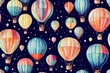 Watercolor hot air balloon childish seamless pattern with moon, clouds, stars and balloons for fabric, textiles or wallpaper.