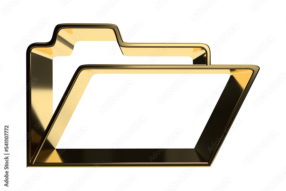 Isolated Computer Folder Icon in Golden Color on White Background, 3D ...