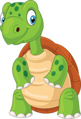 Poster - Cartoon turtle on white background