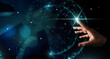 © Monster Ztudio - Big data computing concept. Digital neural network. Hand touching introduction of artificial intelligence. Global communication network. Cyberspace of future. Science and innovation of technology