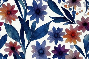 Sticker - Summer floral pattern looking like unfinished watercolors, perfect for textiles and decoration