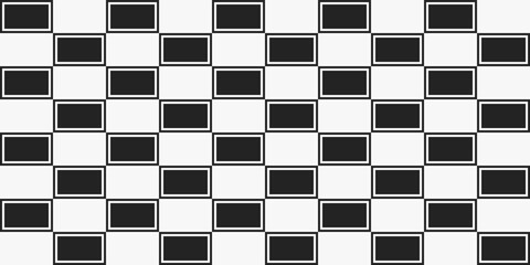 Poster - Checkered rectangles seamless on vector surface. White and black alternating checkered cells.