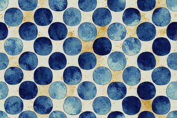 Poster - Seamless moroccan pattern. Square vintage tile. Blue and white watercolor ornament painted with paint on paper. Handmade. Print for textiles. Seth grunge texture.