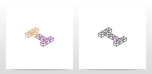 Wall Mural - Cube Box Hollow Letter Logo Design I