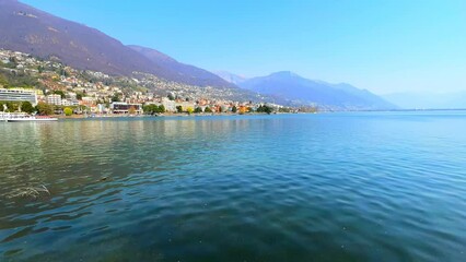 Sticker - Timelapse of rippled Lake Maggiore, Locarno, Switzerland