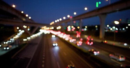 Poster - Blur view of the city traffic at night