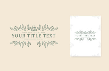 Poster - Floral horizontal border divider frame for title text with leaf flower decoration