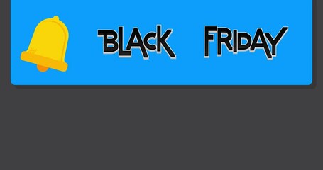 Poster - Black Friday Text on notification bubble from portable information device screen. Mobile app message, connection, communication concept. Animated video.