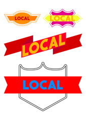 Poster - Set of ribbon with Local text. Banner template. Label sticker. Sign.